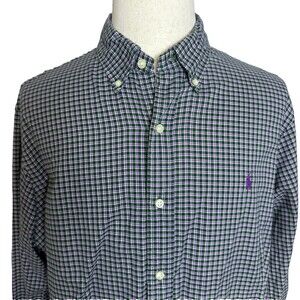 Ralph Lauren Classic Fit Men's Long Sleeve Shirt, Sz XXL, Green & Purple Plaid